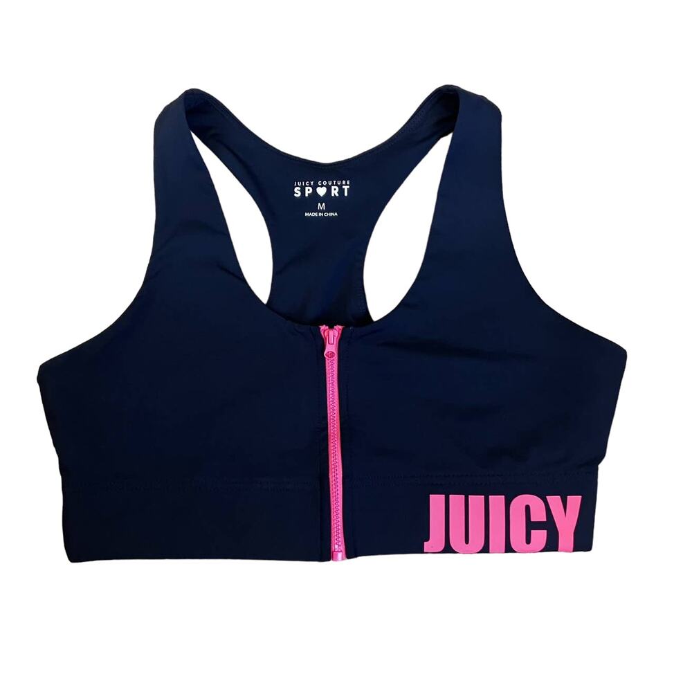 Juicy Couture Sport Navy Blue Pink Sports Bra Medium